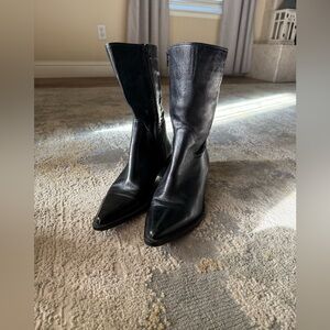 Etienne Aigner Black Leather Western Boots
